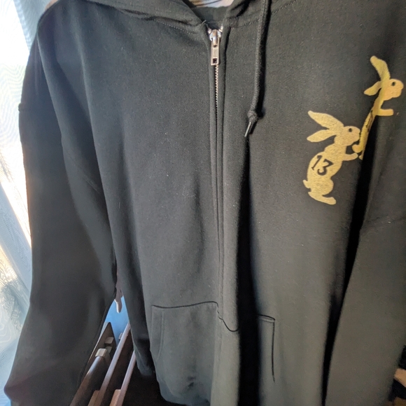 Empyre Black Zip-Up Sweater with Gold Graphic - Picture 1 of 3